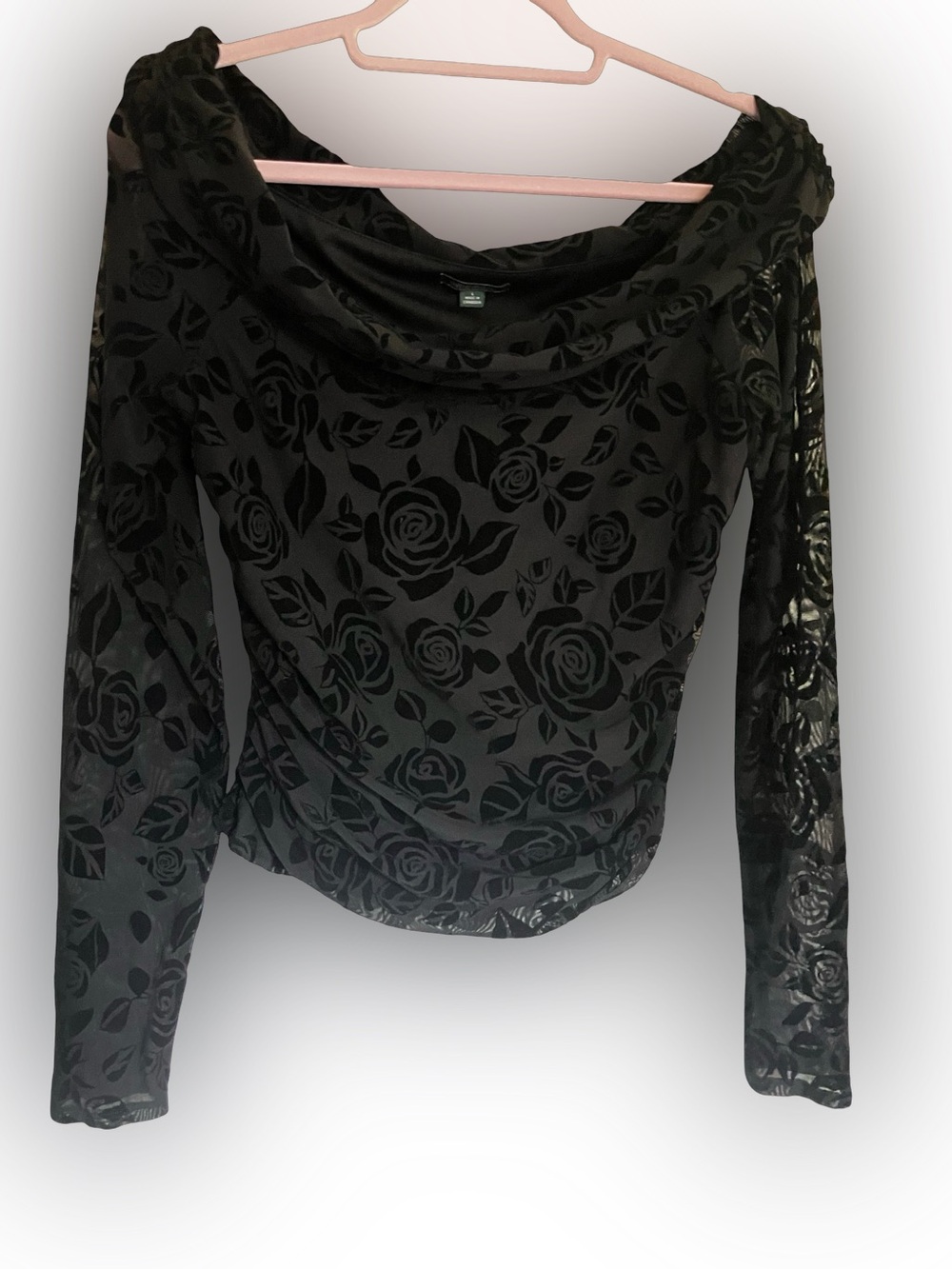 Wild Fable Floral Velvet Burnout Top Size L